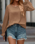 PRETTYGARDEN Ladies Blouse Khaki Pleated Ruffle Sleeve Size S by Deal US