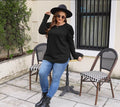 AGSEEM Womens Black Oversized Long Sleeve Tunic Sweatshirt Casual Sweaters L by Deal US