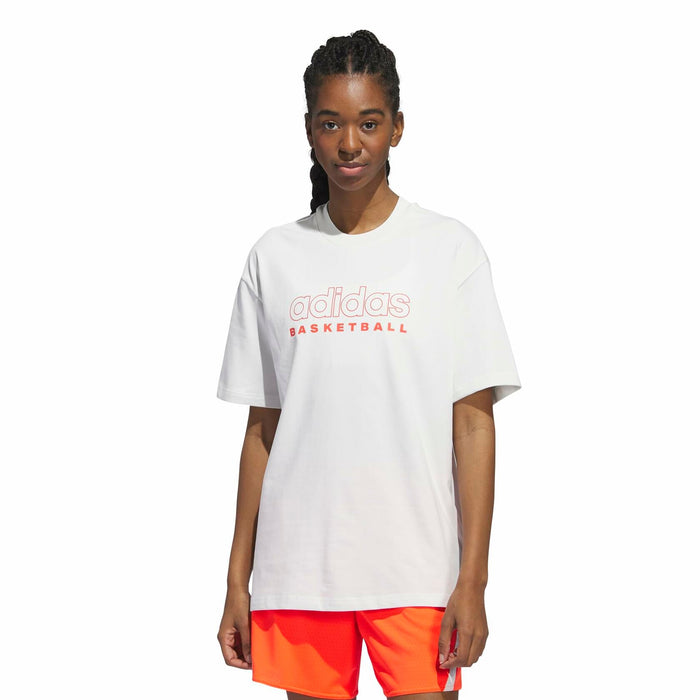 adidas Women's Select Basketball T-Shirt Cloud White/Solar Red by Deal US