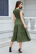 ZOOMOON Women's Maxi Dress Smocked Waist Army Green - Size XL by Deal US