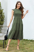 ZOOMOON Women's Maxi Dress Smocked Waist Army Green - Size XL by Deal US