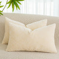 GEGELICA 2-Pack Beige Chenille Pillow Covers 12x20in Soft Modern Boho Throw by Deal US