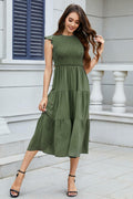 ZOOMOON Women's Maxi Dress Smocked Waist Army Green - Size XL by Deal US