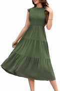 ZOOMOON Women's Maxi Dress Smocked Waist Army Green - Size XL by Deal US