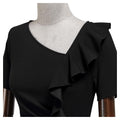 AISIZE Women's Vintage V-Neck Ruffle Slit Bodycon Dress Black Size L by Deal US
