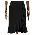 AISIZE Women's Vintage V-Neck Ruffle Slit Bodycon Dress Black Size L by Deal US