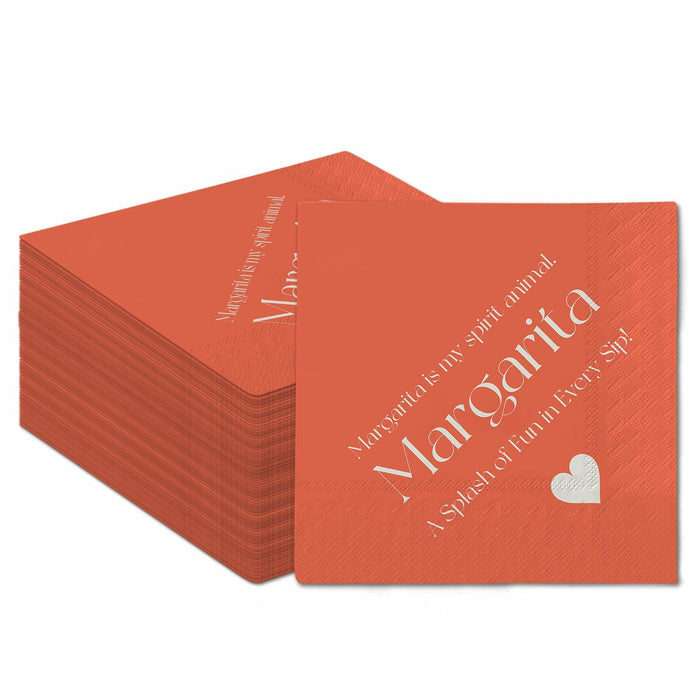 qiqee Margaret Cocktail Napkins 5x5in Orange Disposable 120 Count by Deal US