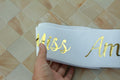 Vrogadso Miss Americana White Satin Sash Gold Glitter Letters by Deal US