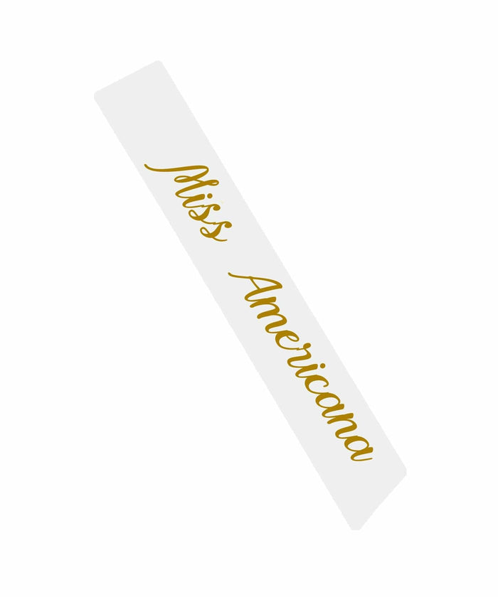 Vrogadso Miss Americana White Satin Sash Gold Glitter Letters by Deal US