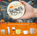 Bribay Halloween Pumpkin Cat Coasters Set of 6 Ceramic Stone Mat Cork Base by Deal US