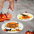 Bribay Halloween Pumpkin Cat Coasters Set of 6 Ceramic Stone Mat Cork Base by Deal US
