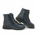 firelli Kids Ankle Boots Navy Side Zipper Lace Up Combat Boots Size 1 US by Deal US