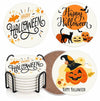 Bribay Halloween Pumpkin Cat Coasters Set of 6 Ceramic Stone Mat Cork Base