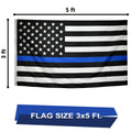 Eugenys Thin Blue Line American Flag 3x5 Ft Black White Blue Durable Grommets by Deal US