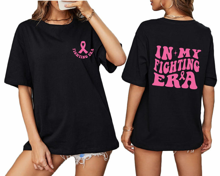 Pingyongchang Breast Cancer Awareness Oversize T-Shirt Women Black L Graphic Top by Deal US