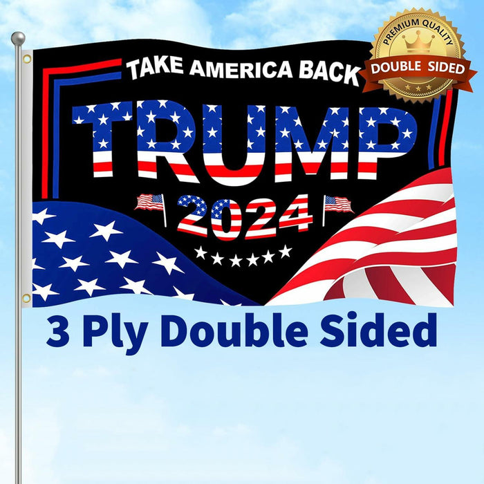Trump 2024 Flag 3x5 FT Double Sided UV Resistant Banner with 2 Brass Grommets by Deal US