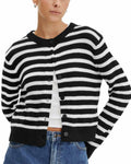 KIRUNDO Womens Black Striped Button Down Cardigan Sweater Size XL by Deal US
