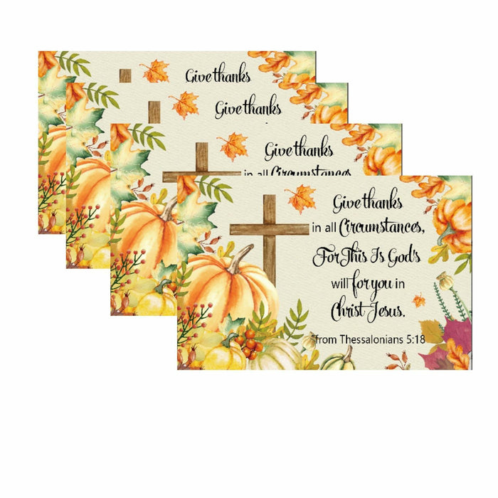 Vintage Thanksgiving Placemats Linen Pumpkin Leaves 12x18in 4PCS by Deal US