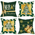 Fahrendom 4-Pack 16x16 Red Green Xmas Tree Snowflake Outdoor Pillow Covers by Deal US