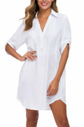 MANAIXUAN Women's Oversized Button Down Shirt Dress Casual 3/4 Sleeve XXL by Deal US
