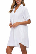 MANAIXUAN Women's Oversized Button Down Shirt Dress Casual 3/4 Sleeve XXL by Deal US
