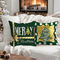Fahrendom 4-Pack 16x16 Red Green Xmas Tree Snowflake Outdoor Pillow Covers by Deal US