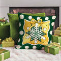 Fahrendom 4-Pack 16x16 Red Green Xmas Tree Snowflake Outdoor Pillow Covers by Deal US