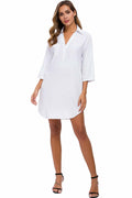 MANAIXUAN Women's Oversized Button Down Shirt Dress Casual 3/4 Sleeve XXL by Deal US