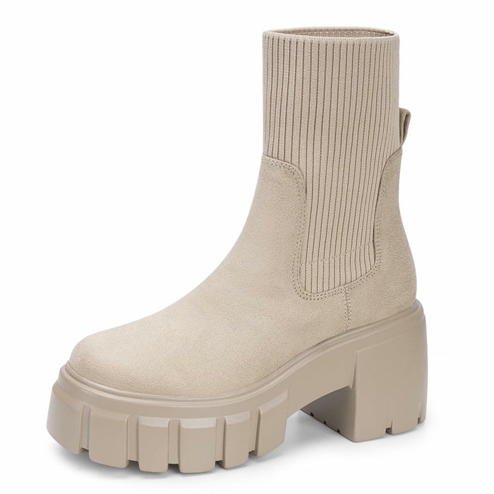 FITORY Women's Chelsea Ankle Boots Tan Size 11 Lightweight Chunky Heel by Deal US