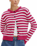 KIRUNDO Womens Cardigan Rose Red X-Small Cropped Button Down Knit Jacket by Deal US