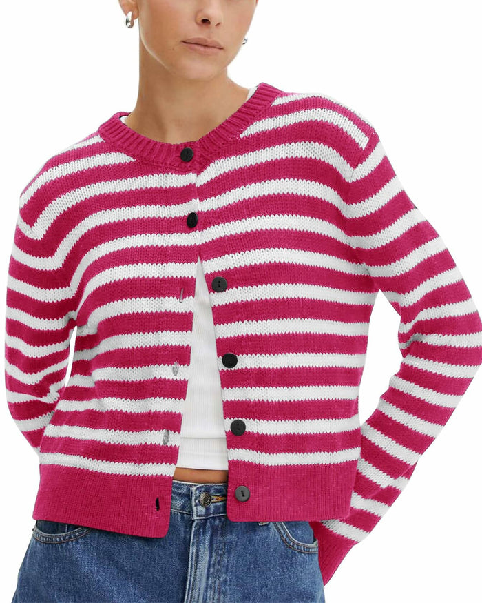 KIRUNDO Womens Cardigan Rose Red X-Small Cropped Button Down Knit Jacket by Deal US
