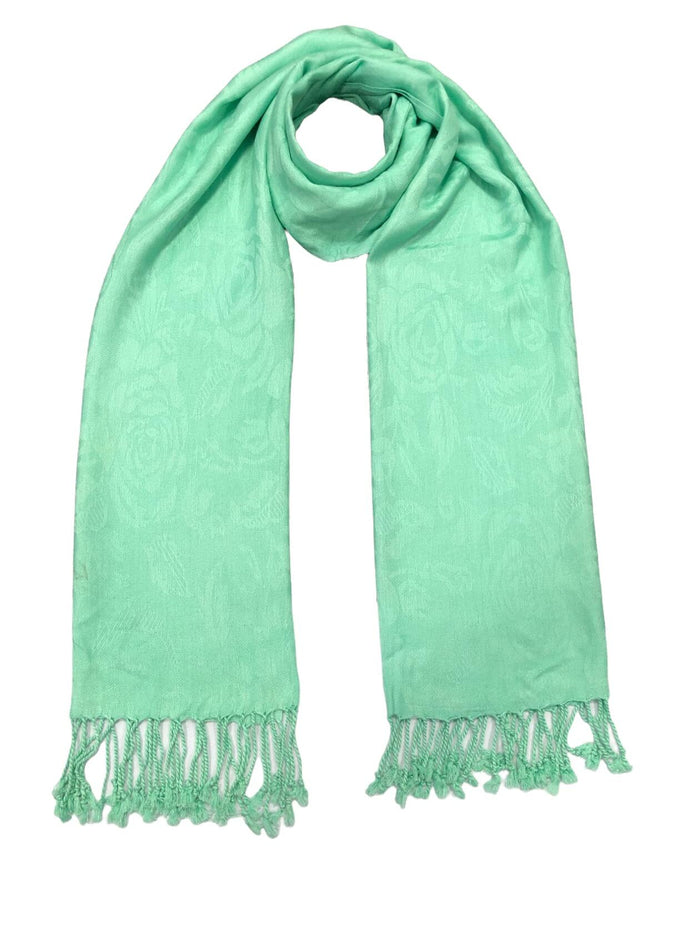 Elu Pashmina Shawl Large Flower Textured Sea Green Soft Wrap 78x28 by Deal US