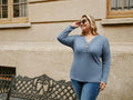 Hanna Nikole Women's Long Sleeve Shirt Trendy Grey Blue Size 20 Plus by Deal US