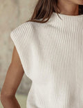Hooever Women's White Turtleneck Sleeveless Knitted Sweater Vest Size S by Deal US