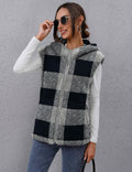 TFSDOD Womens Fuzzy Sherpa Fleece Vest Cozy Sleeveless Sweater Plaid- Size M by Deal US