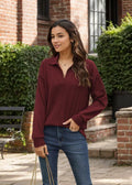 Fall Tops Women 2024 Long Sleeve Black Medium Sweater Blouse Casual by Deal US