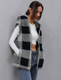 TFSDOD Womens Fuzzy Sherpa Fleece Vest Cozy Sleeveless Sweater Plaid- Size M by Deal US