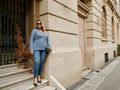 Hanna Nikole Women's Long Sleeve Shirt Trendy Grey Blue Size 20 Plus by Deal US