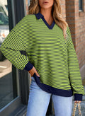 AlvaQ Women's Oversized Black Sweatshirt Large V Neck Long Sleeve 2024 by Deal US