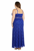 MORGAN AND CO. Plus Size Lace Whispers Corset Gown, Royal - Size 14 by Deal US