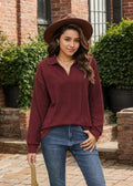 Fall Tops Women 2024 Long Sleeve Black Medium Sweater Blouse Casual by Deal US