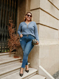 Hanna Nikole Women's Long Sleeve Shirt Trendy Grey Blue Size 20 Plus by Deal US