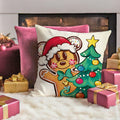 Fahrendom 4-Pack 18x18 Magenta Christmas Gingerbread Man Pillow Covers Set by Deal US