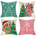 Fahrendom 4-Pack 18x18 Magenta Christmas Gingerbread Man Pillow Covers Set by Deal US