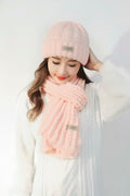 Wander Agio Women's Winter Wool Knit Beanie & Scarf Set Pink 3pc by Deal US