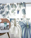Thanksgiving Pumpkins Eucalyptus Sheer Curtains 84in 2 Panels Blue White by Deal US
