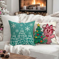 Fahrendom 4-Pack 18x18 Magenta Christmas Gingerbread Man Pillow Covers Set by Deal US