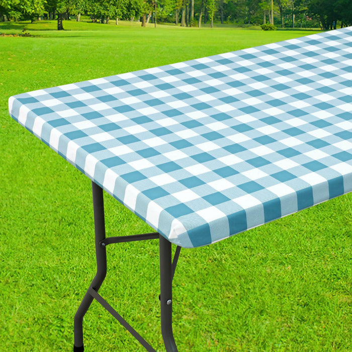 Smiry Rectangle Waterproof Vinyl Picnic Tablecloth 30x72 White Orange Plaid by Deal US
