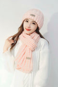 Wander Agio Women's Winter Wool Knit Beanie & Scarf Set Pink 3pc by Deal US