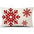 GTEXT Christmas Pillow Cover Red Snowflakes Linen 20x12 Inch Holiday Decor by Deal US